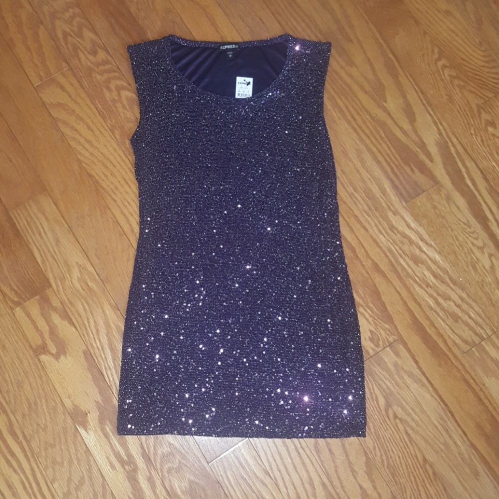 Express Purple Glittery Dress - Size XS